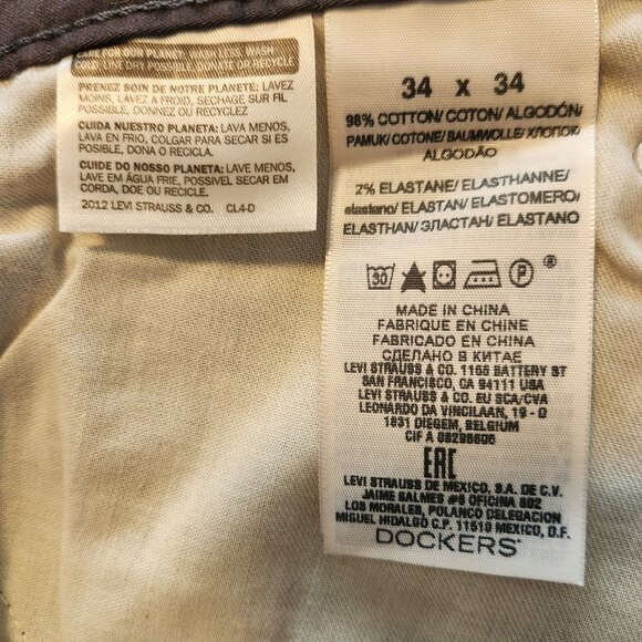 Dockers Straight Fit Pants Gray Stretch Casual Comfortable Mens 34x34‎ EUC - Picture 11 of 13